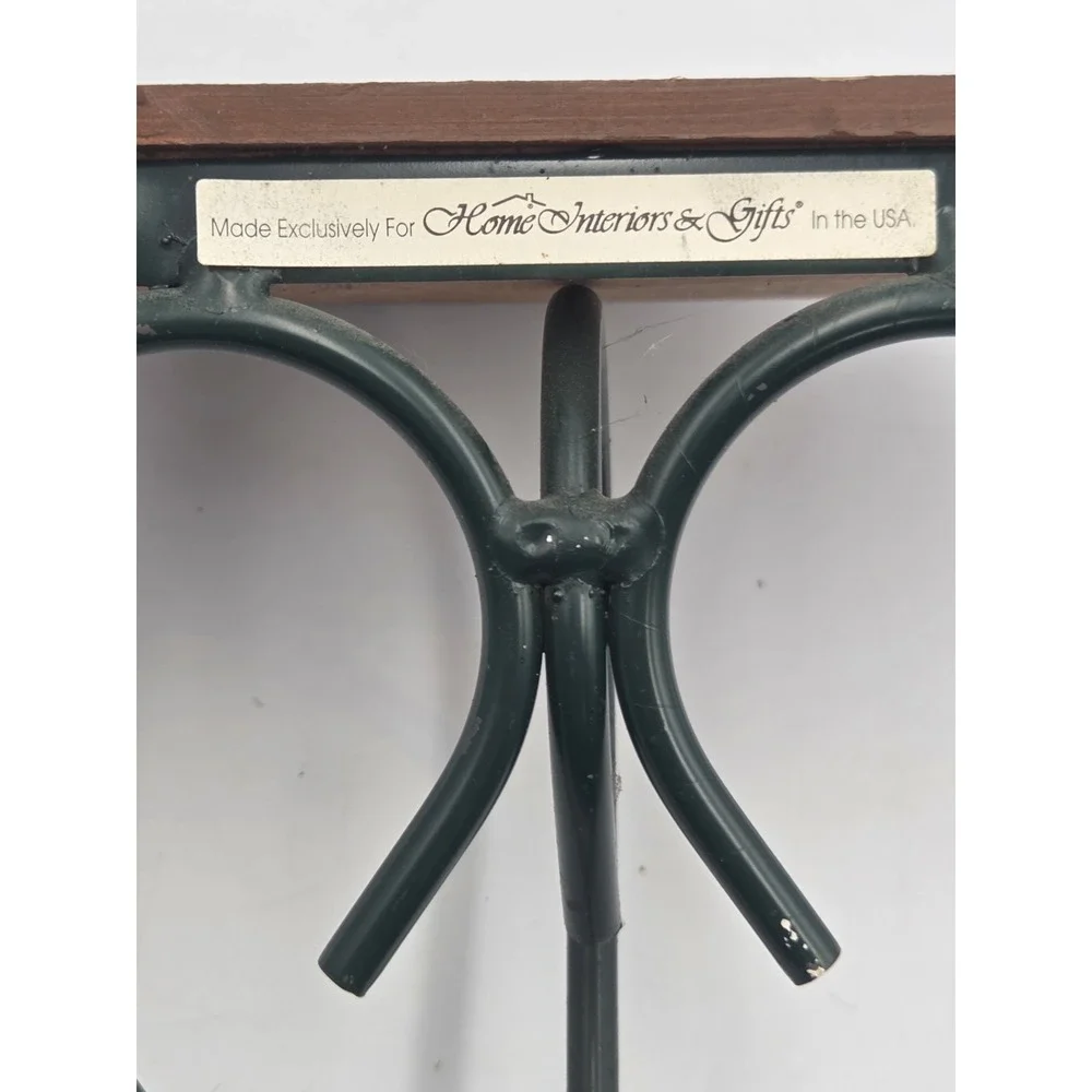 Home Interiors & Gifts Half-Round Wood Wall Shelf with Green Metal Bracket
